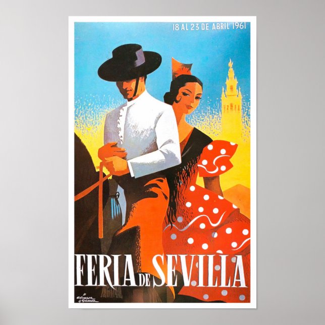 1961 feria de Sevilla Vintage Reise Poster (Vorne)