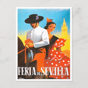 1961 feria de Sevilla Vintage Reise Postkarte