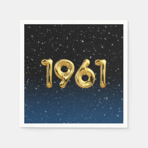 1961 Geburtstagsballons in Stars Napkins Serviette