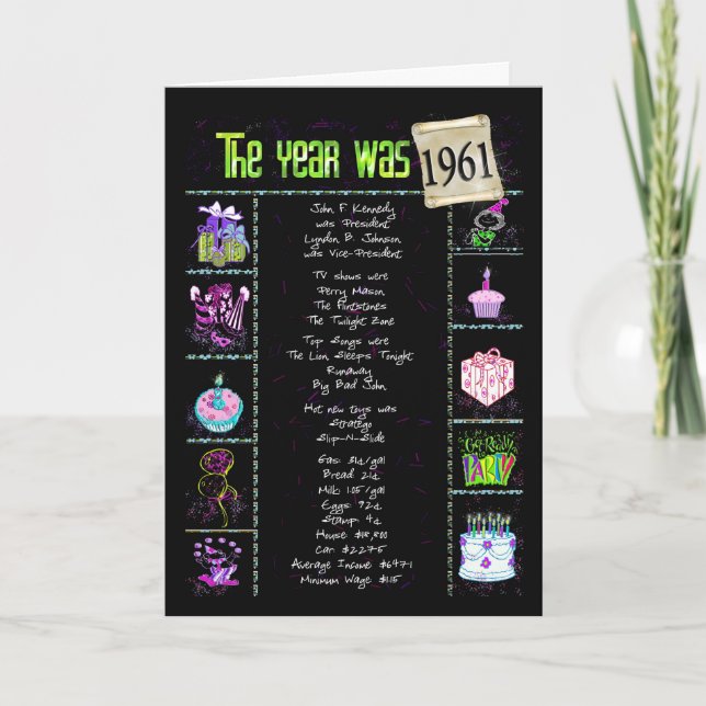 1961 Geburtstagsspass - Fakten Karte (Vorderseite)