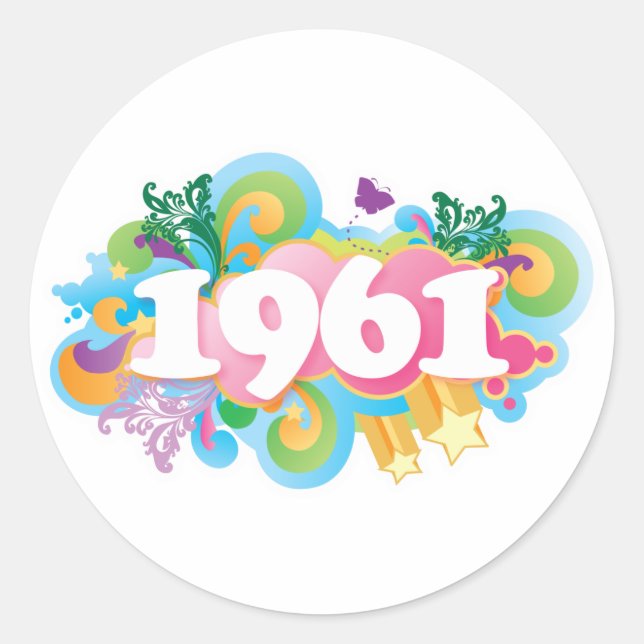 1961 Geschenk für farbenfrohe Stickers (Vorderseite)