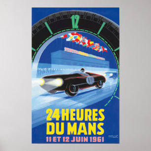 1961 Le Mans 24 Stunden Vintages Rennposter Poster