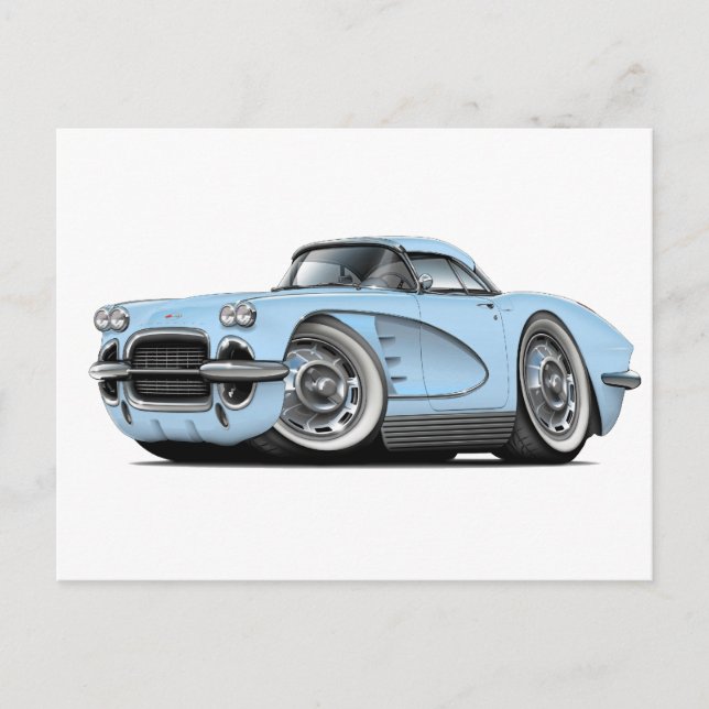 1962 Corvette Lt Blue Car Postkarte (Vorderseite)