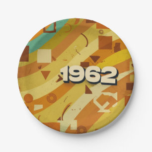 1962 - Retro Vintager 60er Geometric Design - Pappteller