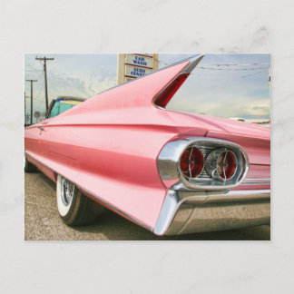 1962 rosa Cadillac Cabrio Postkarte