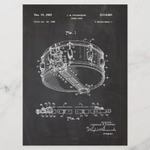 1962 Snare Drum - Patent Draw Menükarte