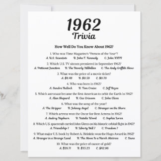 1962 Trivia Spiel | 64. Geburtstagsfeier Spiel