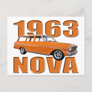 1963 chevy II nova longroof wagon in orange Postkarte