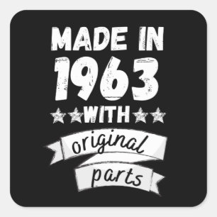 1963 hergestellt mit Originalteilen, Quadratischer Aufkleber