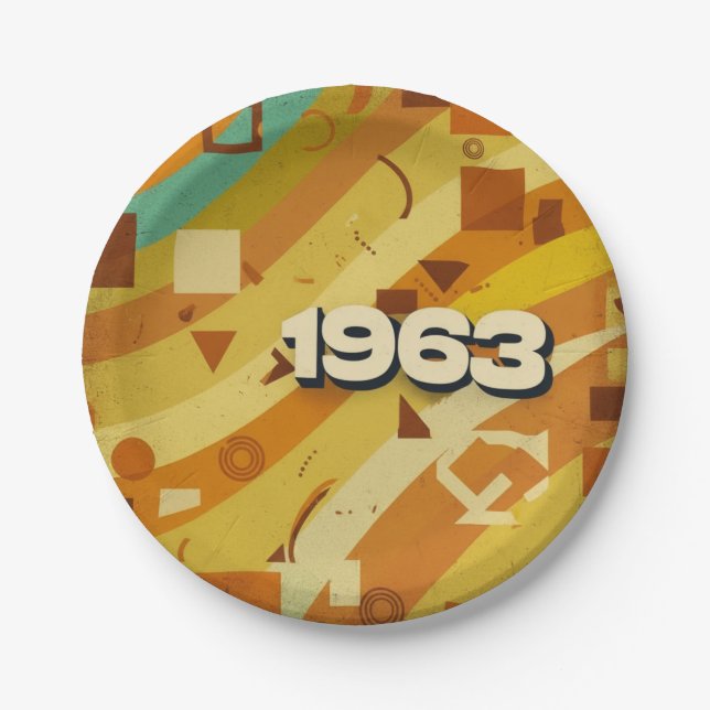 1963 - Retro Vintager 60er Geometric Design - Pappteller (Vorderseite)