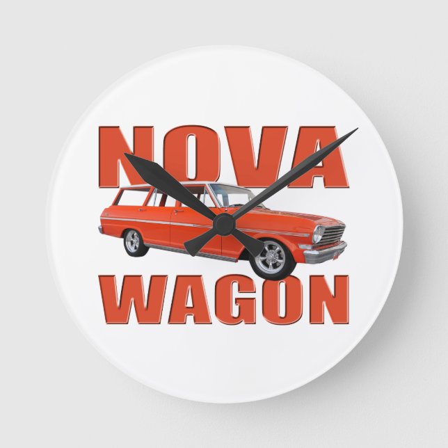 1963 roter Kaugummi II nova wagon longroof Runde Wanduhr (Vorderseite)