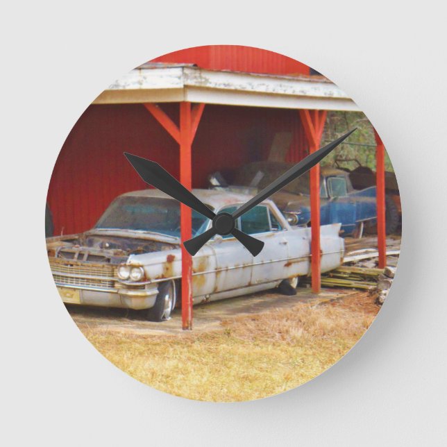 1963 silbernes Sadan deville Runde Wanduhr (Vorderseite)