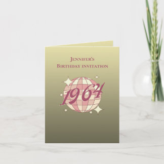 1964 60. Geburtstagsretro Gold rosa Einladung