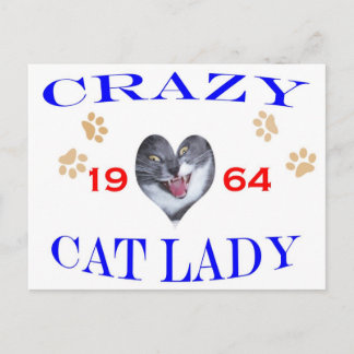 1964 Crazy Cat Lady Postkarte