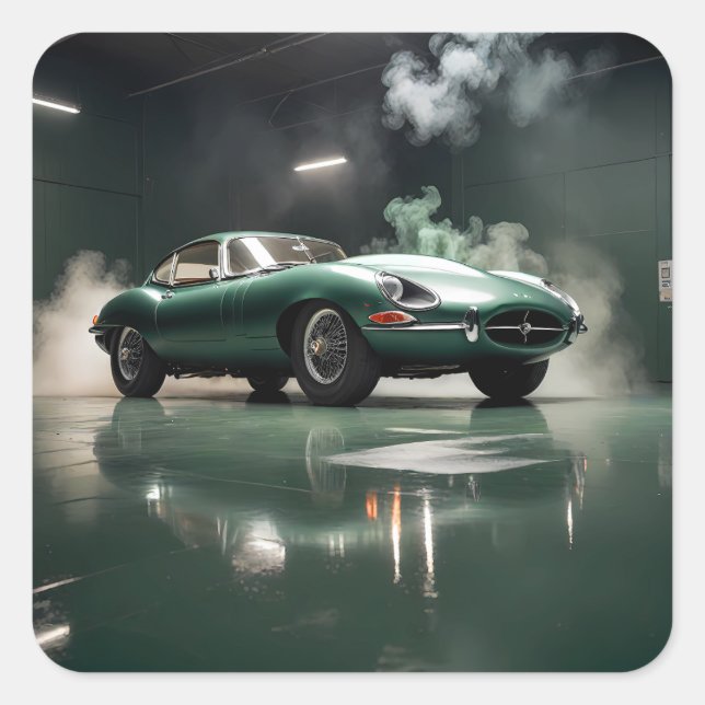 1964 Jaguar XKE Quadratischer Aufkleber (Vorderseite)