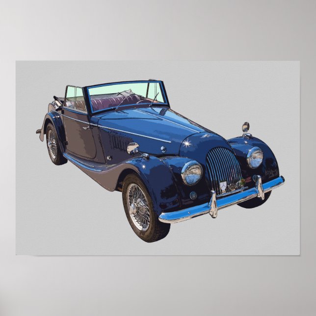 1964 Morgan Plus 4 Cabrio-Sportwagen Poster (Vorne)