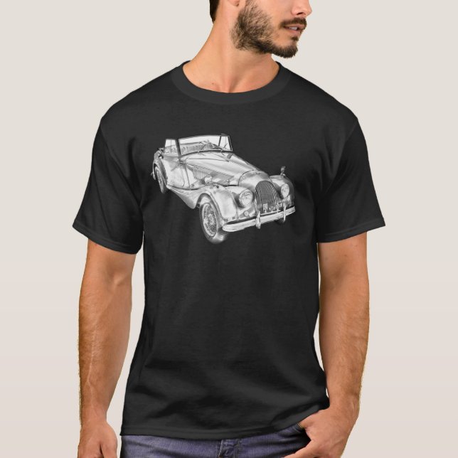 1964 Morgan Plus 4 Convertible Sports Car Illustra T-Shirt (Vorderseite)