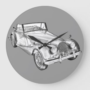 1964 Morgan Plus 4 Sports Car Illustration Große Wanduhr