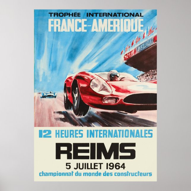 1964 Reims 12 Stunden Internationale Frankreich Am Poster (Vorne)