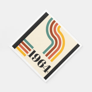 1964 Retro-Streifen-Vintage-Plakat Serviette