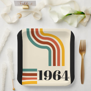 1964 Retro-Streifen Vintage Poster Pappteller