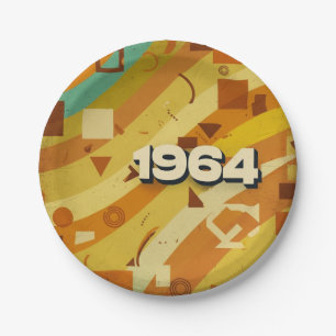1964 - Retro Vintager 60er Geometric Design - Pappteller