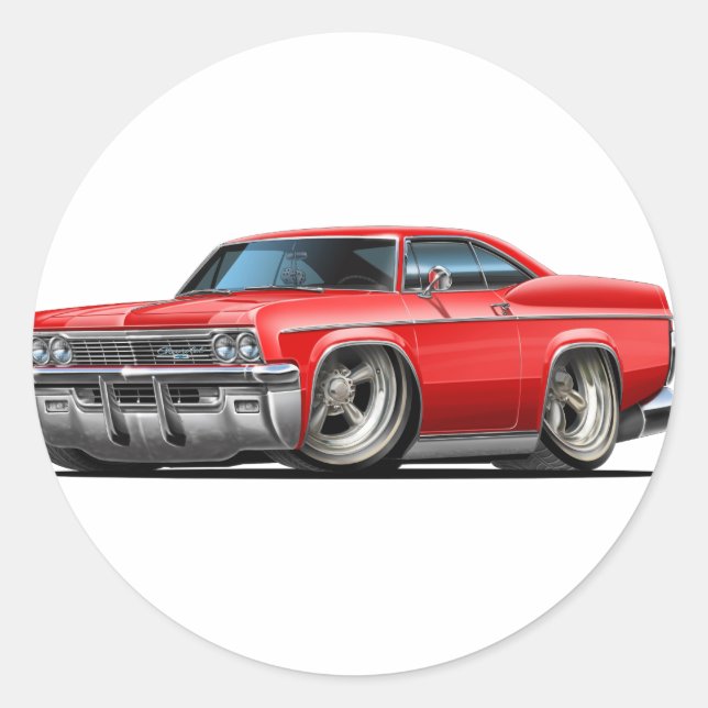 1965-66 Impala Red Car Runder Aufkleber (Vorderseite)