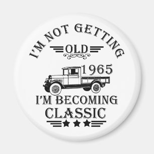1965 geboren, elegante schwarze Vintage-Geburtstag Magnet