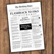 1965 Geboren in schwarz-weißer Mock-Zeitung
