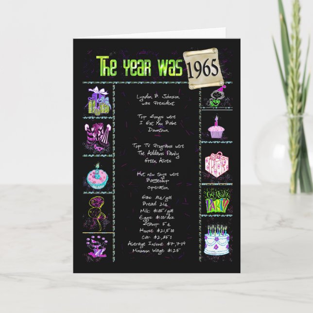1965 Geburtstagspass-Fakten Karte (Vorderseite)