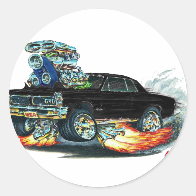 1965 GTO Black Car Runder Aufkleber (Vorderseite)