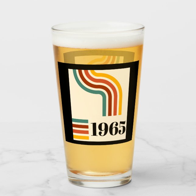 1965 Retro Stripe Vintage Poster Glas (Rückseite (gefüllt))