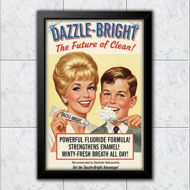 1965 Vintage Dazzle-Bright Zahnpasta-Werbung Poster (Von Creator hochgeladen)