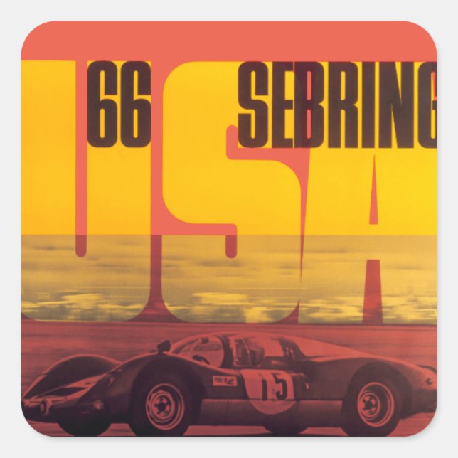 1966 12 Stunden Sebring Quadratischer Aufkleber (Vorderseite)