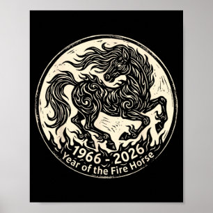 1966 2026 Jahr des Feuerpferds Chinesischer Zodiak Poster