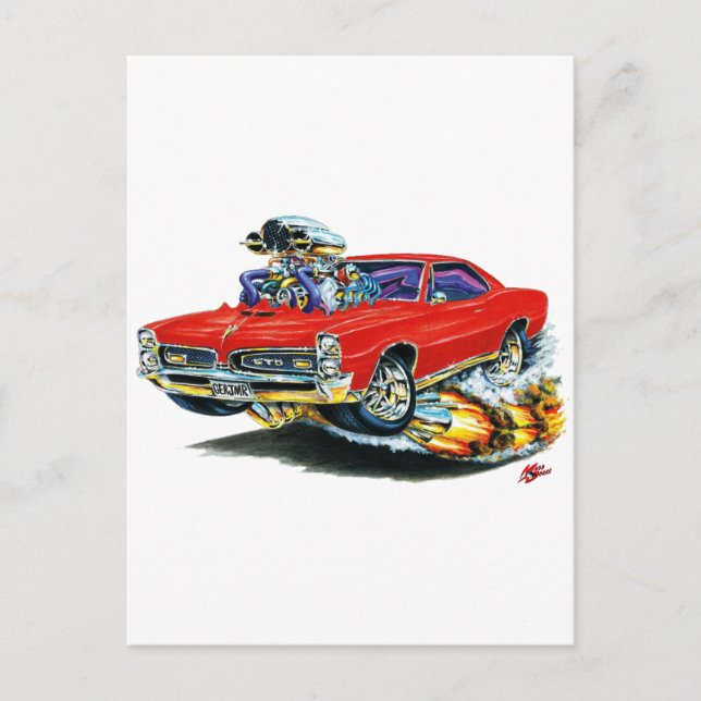 1966-67 GTO Red Car Postkarte (Vorderseite)