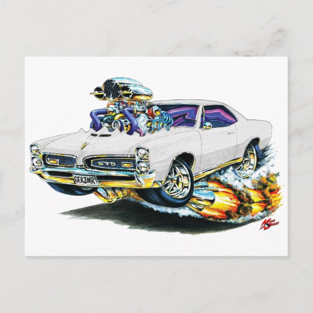 1966-67 GTO Weißer Wagen Postkarte (Vorderseite)
