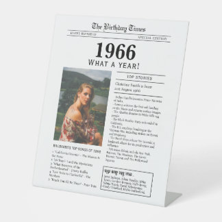 1966 Birthday Newspaper Tabletop Pedestal Sign Sockelschild