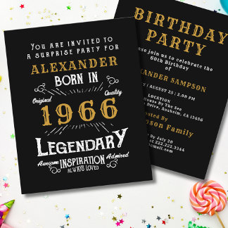 1966 Budget 60th Birthday Invitation Legend Flyer