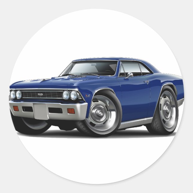 1966 Chevelle Dark Blue Car Runder Aufkleber (Vorderseite)