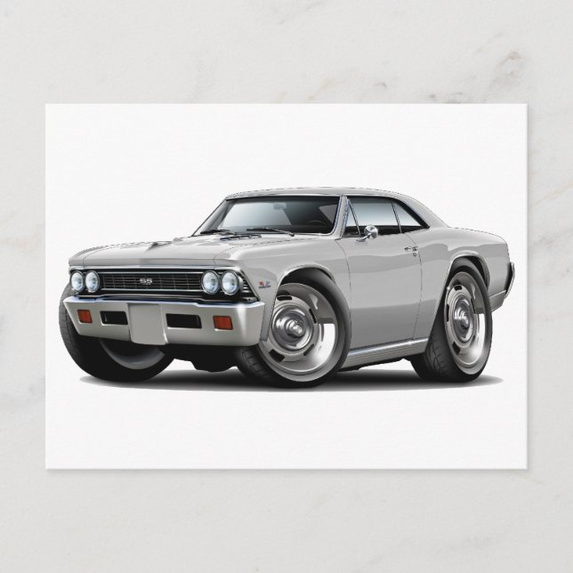 1966 Chevelle White Car Postkarte (Vorderseite)