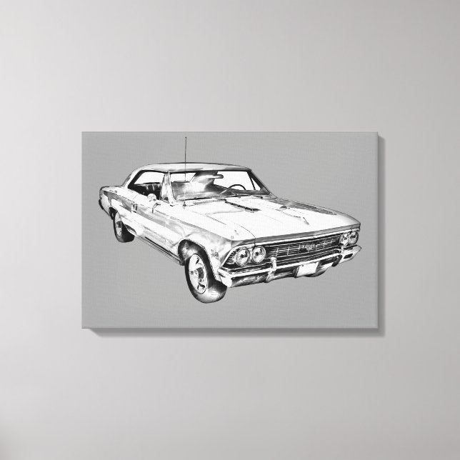 1966 Chevy Chevelle SS 396 Illustration Leinwanddruck (Vorderseite)
