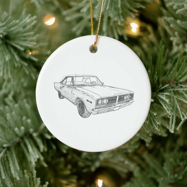 1966 Dodge Coronet Mopar Muscle Car Zeichnend Keramikornament (Baum)