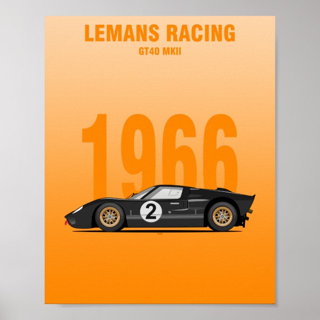 1966 GT40 MK2 Gewinner Poster (Vorne)