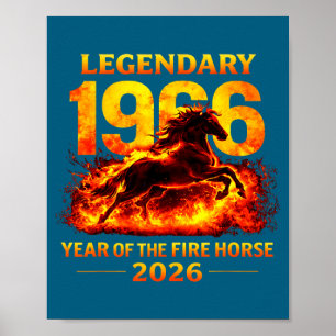 1966 Jahr des Feuerpferds 60. Geburtstag Chinese  Poster