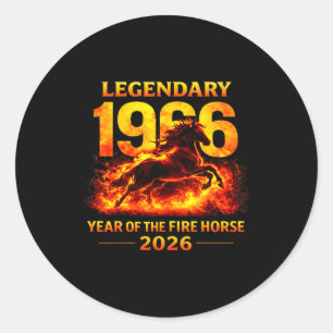 1966 Jahr des Feuerpferds 60. Geburtstag Chinese Runder Aufkleber