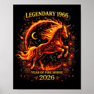 1966 Jahr des Feuerpferds 60. Geburtstag Chinesisc Poster