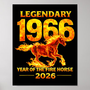 1966 Jahr des Feuerpferds 60. Geburtstag Chinesisc Poster