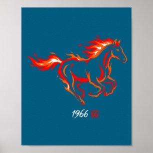 1966 Jahr Feuerpferd 60. Illustration Poster