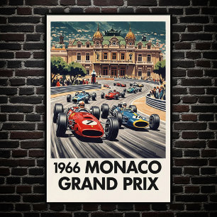1966 Monaco Grand Prix Vintag Wall Poster